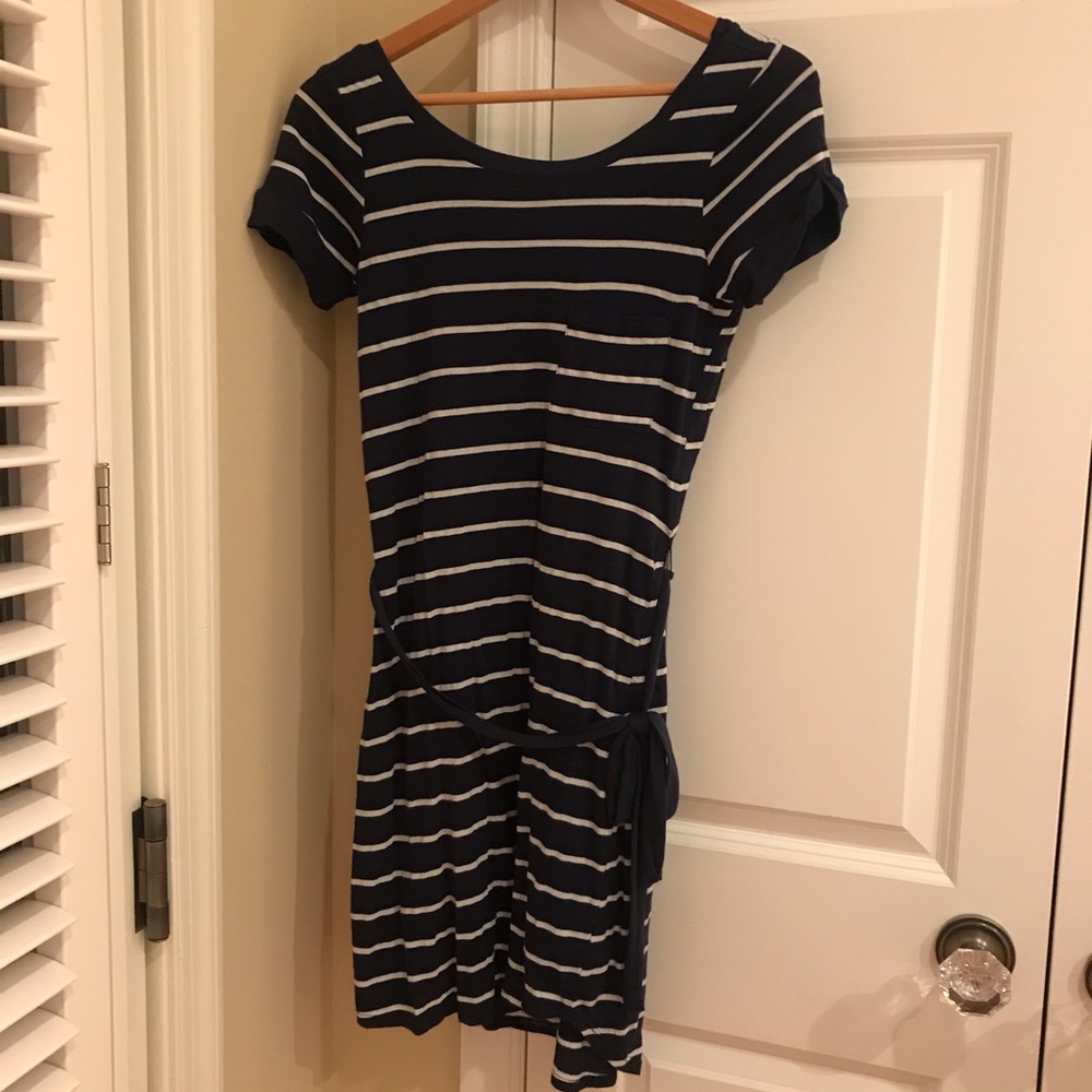 Splendid Navy and White Striped Tee Shirt Dress xs